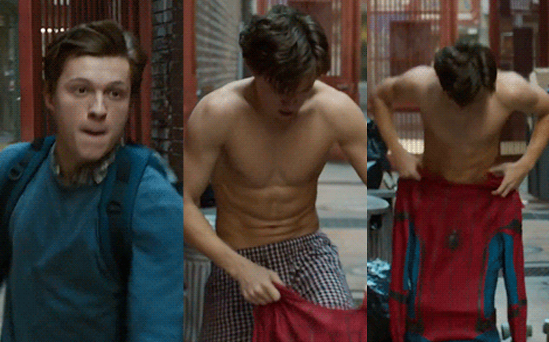Want to see what's under Tom Holland's Spider-Man suit? 